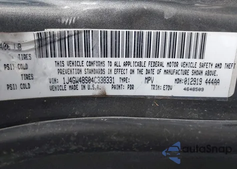 2004 Jeep Grand Cherokee Laredo from USA, damaged, VIN 1J4GW48S04C338331